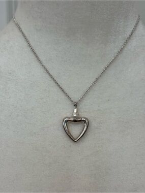 Gucci Sterling Silver Heart Pendant Necklace with Adjustable Chain